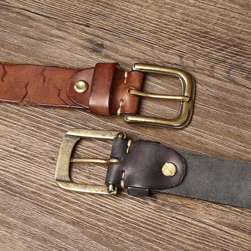 Ceinture en cuir pour homme avec motif d'ancre de bateau sculpté