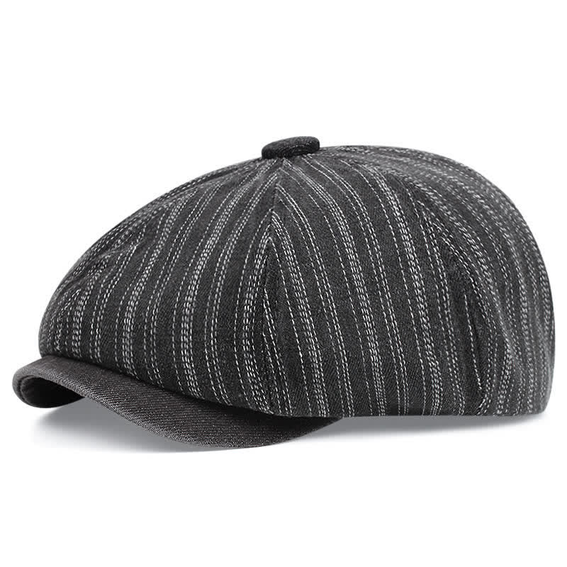 Casquette béret octogonale à rayures tendance - Gris - M (22"-22 7/8") - image 7