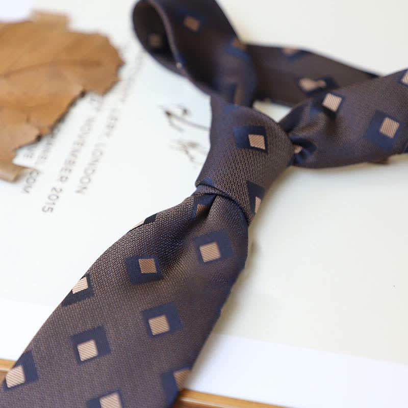 Cravate à rayures pour homme, série couleurs café, motif cachemire