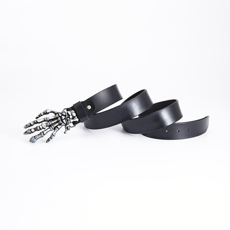 Ceinture en cuir pour homme avec motif main de squelette et punk rock