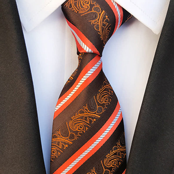 Cravate à rayures et motifs cachemire pour homme