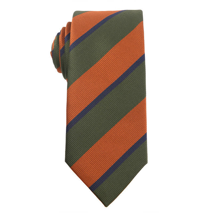 Cravate pour homme série orange vert forêt - Rayé - image 8