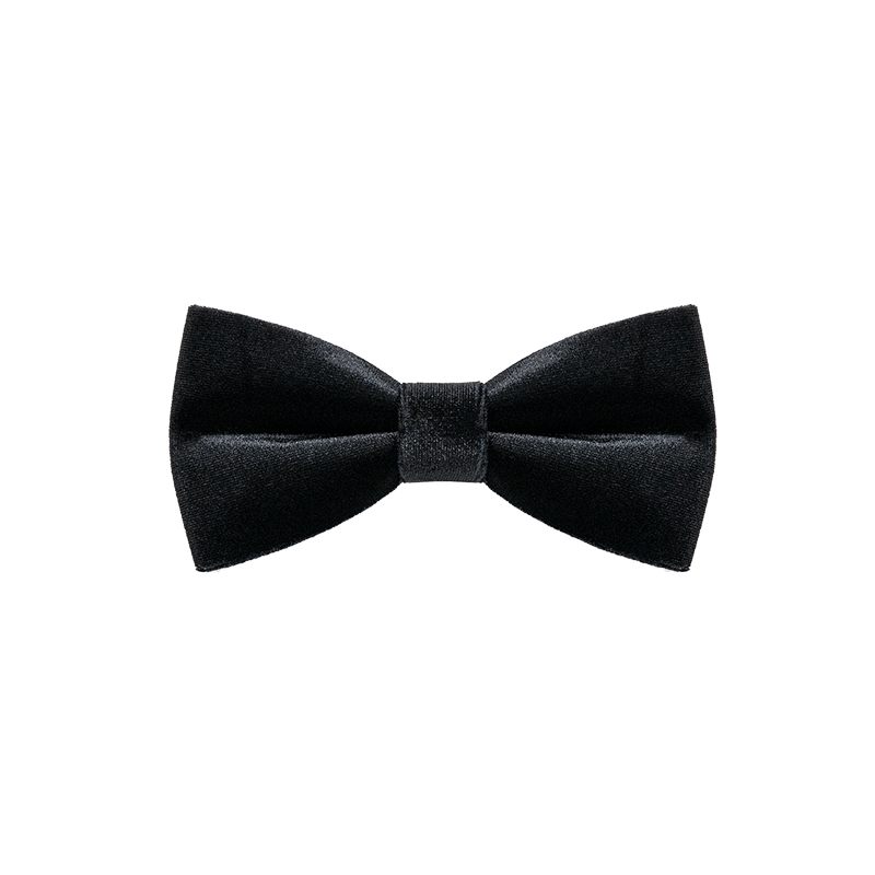Nœud papillon en velours noir uni pour homme en obsidienne