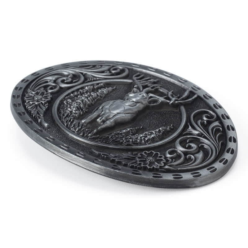 Ceinture en cuir à boucle drapeau américain pour homme avec motif de chasseur de cerfs