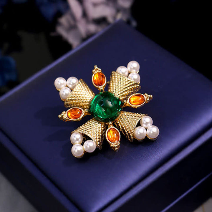 Broche en perles pour femme avec croix baroque impératrice