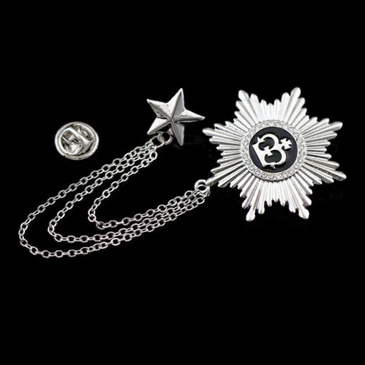 Broche chaîne octogonale en forme de couronne étoilée pour homme