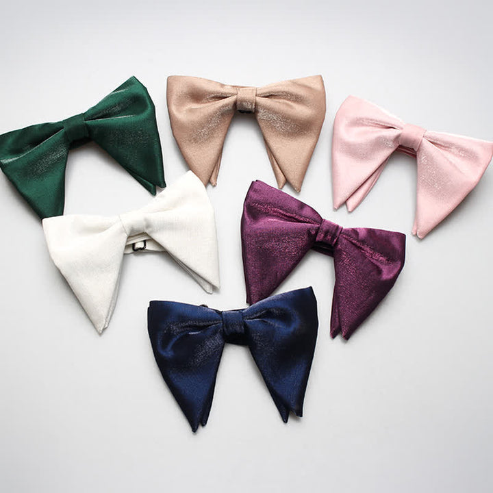 Nœud papillon surdimensionné en satin de soie brillant pour homme