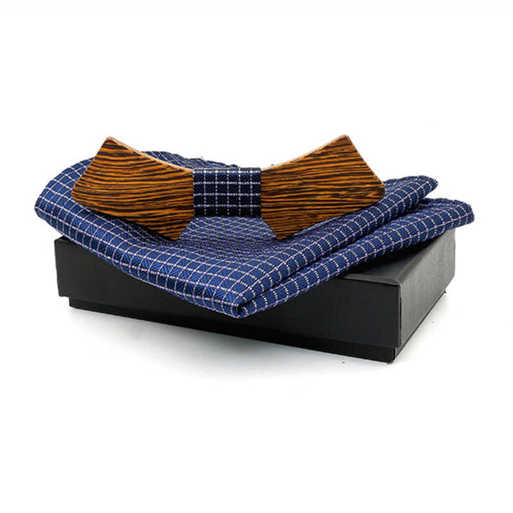 Lot de 2 noeuds papillon en bois en forme de col pour homme