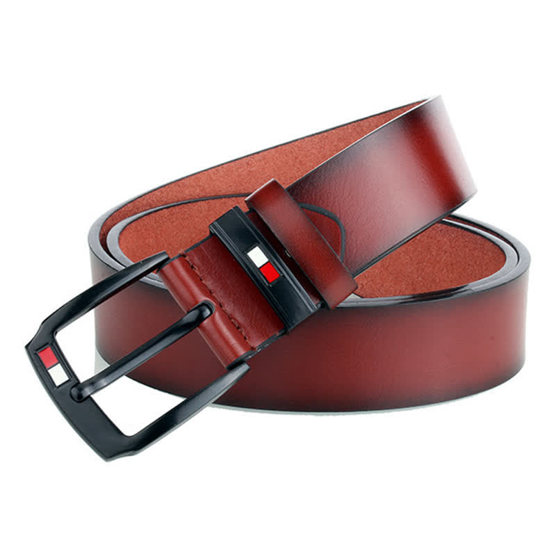 Ceinture en cuir à boucle noire rétro pour homme
