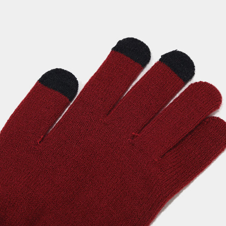 Ensemble de 3 pièces unisexe en tricot sergé épais, bonnet, écharpe, gants