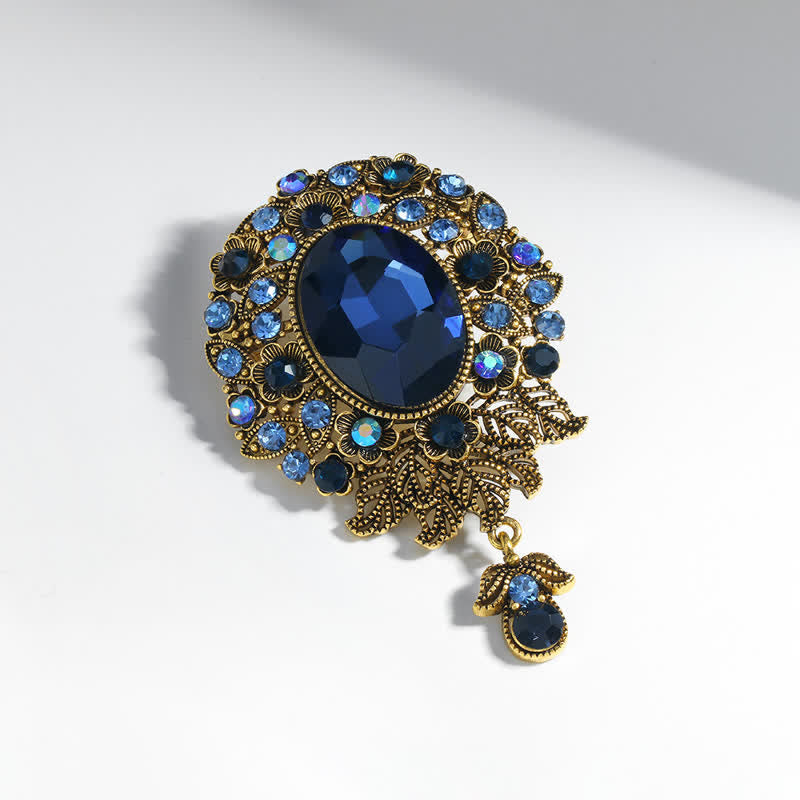 Broche ronde en cristal Boheimia pour femme avec goutte d'eau