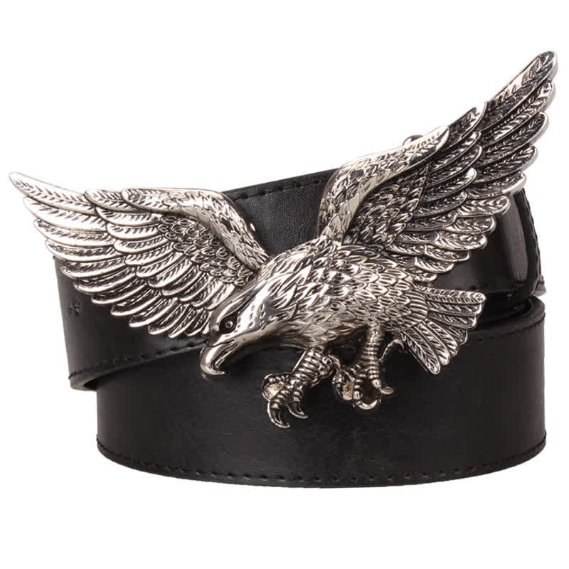 Ceinture en cuir à boucle pour homme avec motif d'aigle volant de grande taille