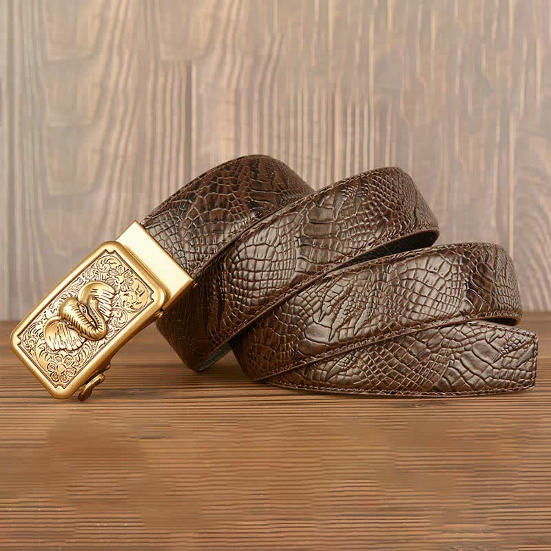 Ceinture en cuir à motif alligator éléphant punk pour homme