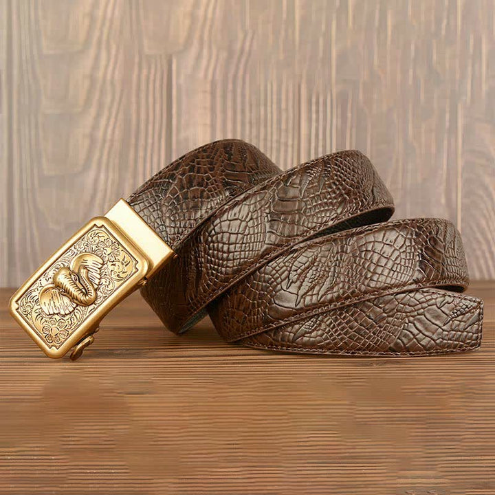 Ceinture en cuir à motif alligator éléphant punk pour homme