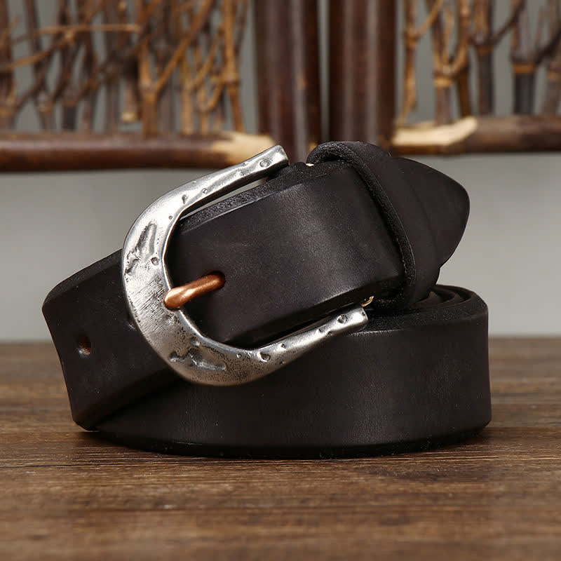 Ceinture en cuir à boucle sculptée vintage classique pour homme