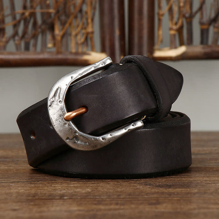 Ceinture en cuir à boucle sculptée vintage classique pour homme