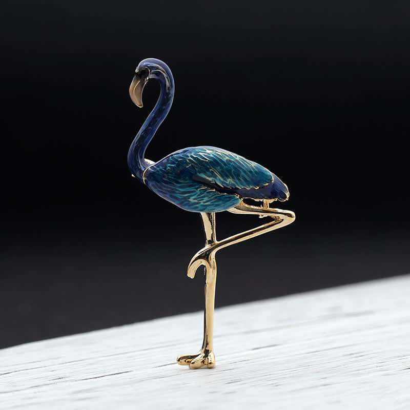 Broche flamant exotique en émail pour femme