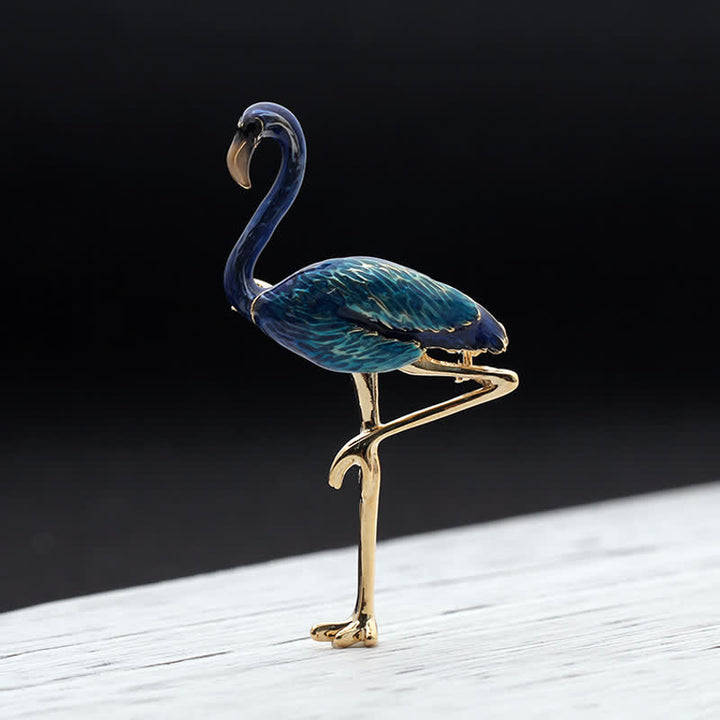Broche flamant exotique en émail pour femme