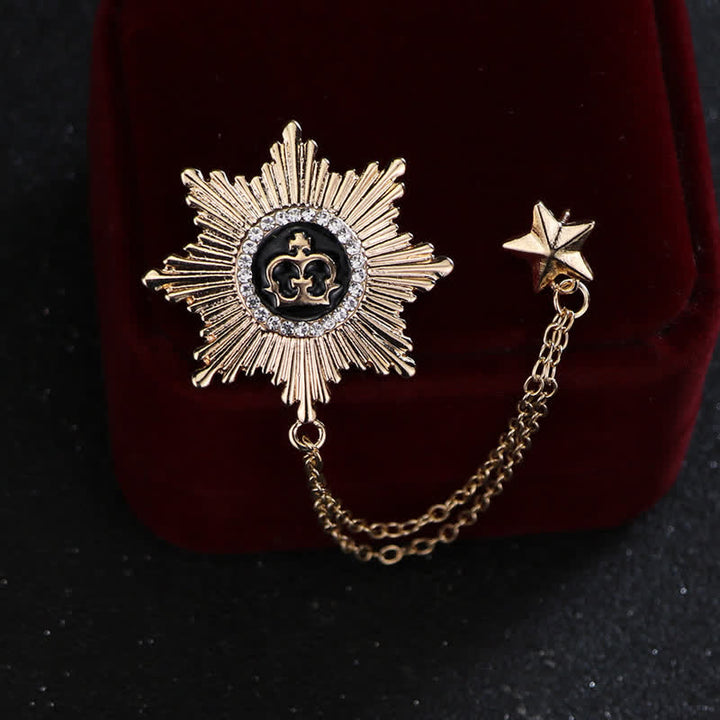 Broche chaîne octogonale en forme de couronne étoilée pour homme