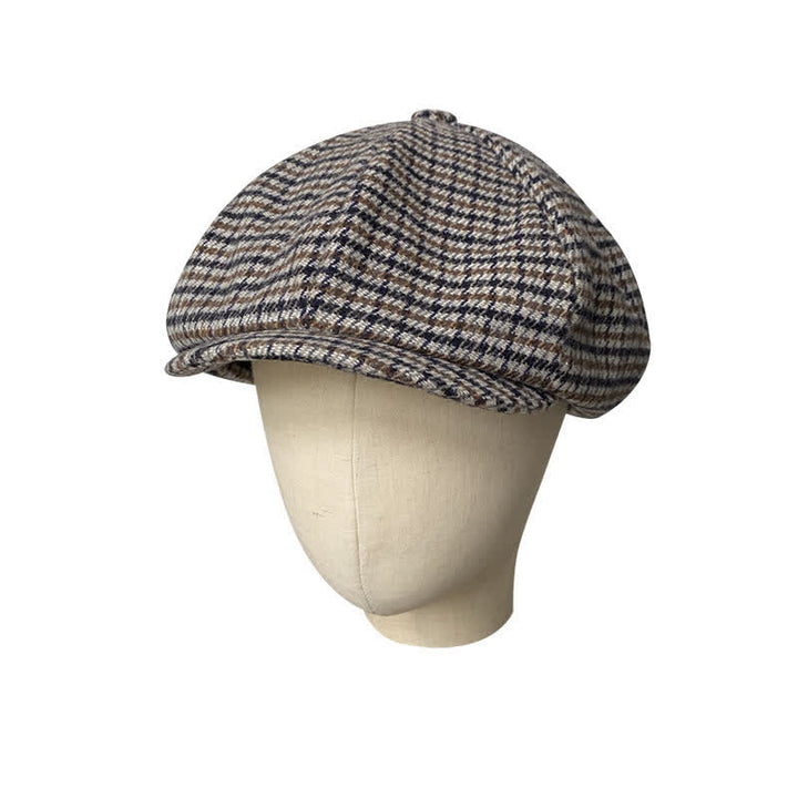 Casquette béret gavroche à carreaux pied-de-poule