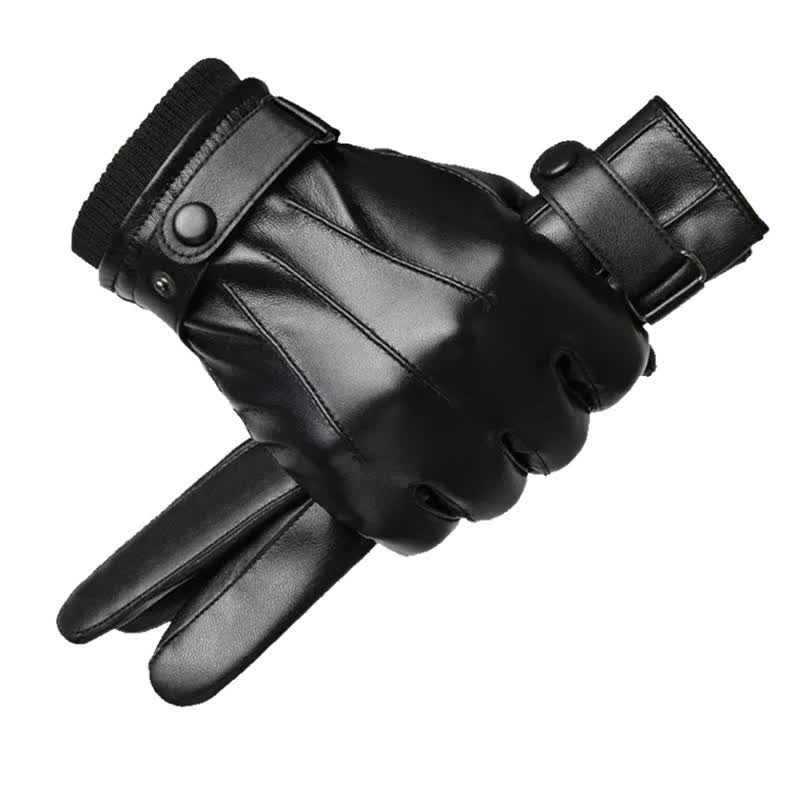 Gants en cuir PU imperméables pour écran tactile pour hommes