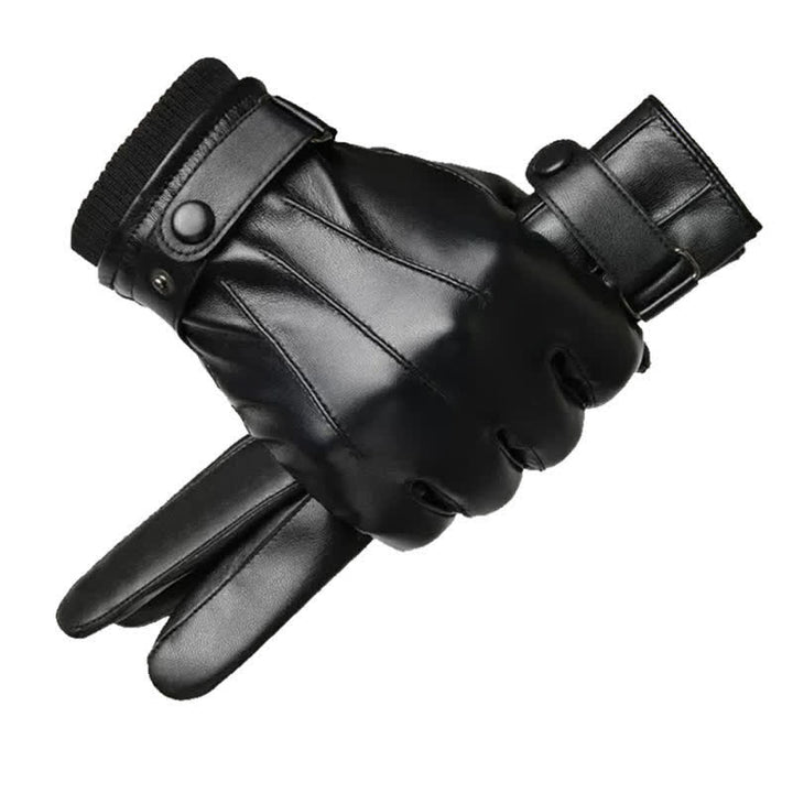 Gants en cuir PU imperméables pour écran tactile pour hommes