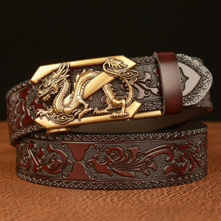 Ceinture en cuir pour homme avec motif rétro dragon Z en relief