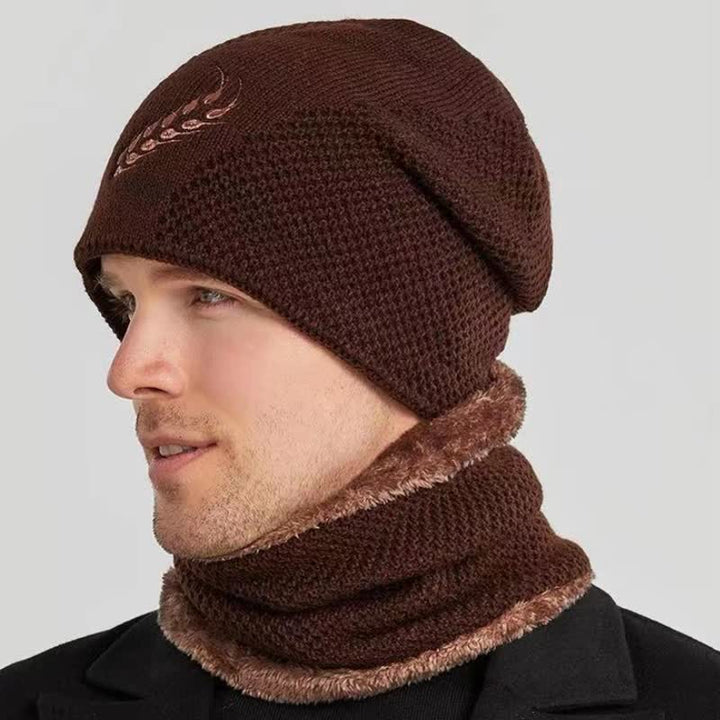 Lot de 2 bonnets et cache-cou brodés en blé