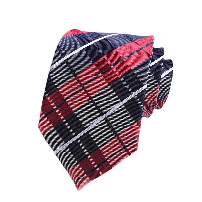 Cravate habillée à carreaux multicolores pour homme - Rouge et noir - image 3