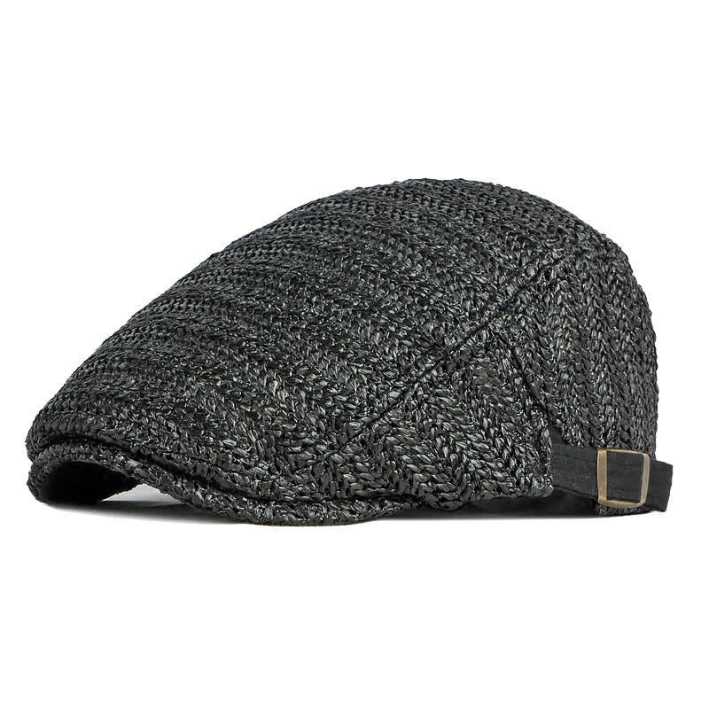 Casquette béret tissée pare-soleil d'été - Noir - Réglable (environ 21 5/8"-23 5/8") - image 10