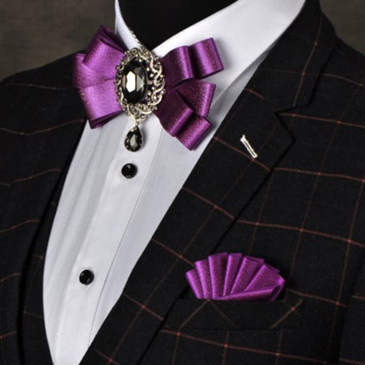 Ensemble de 3 nœuds papillons noirs de couleur unie avec strass