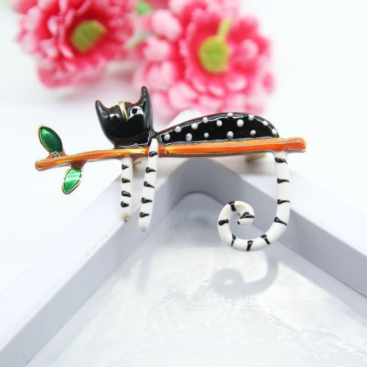 Broche chat à pois pour femme Lazy Kitten