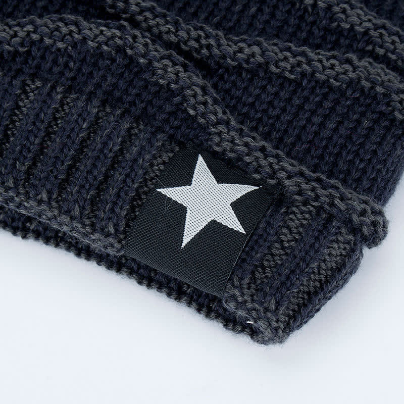 Bonnet tricoté cinq étoiles doublé polaire