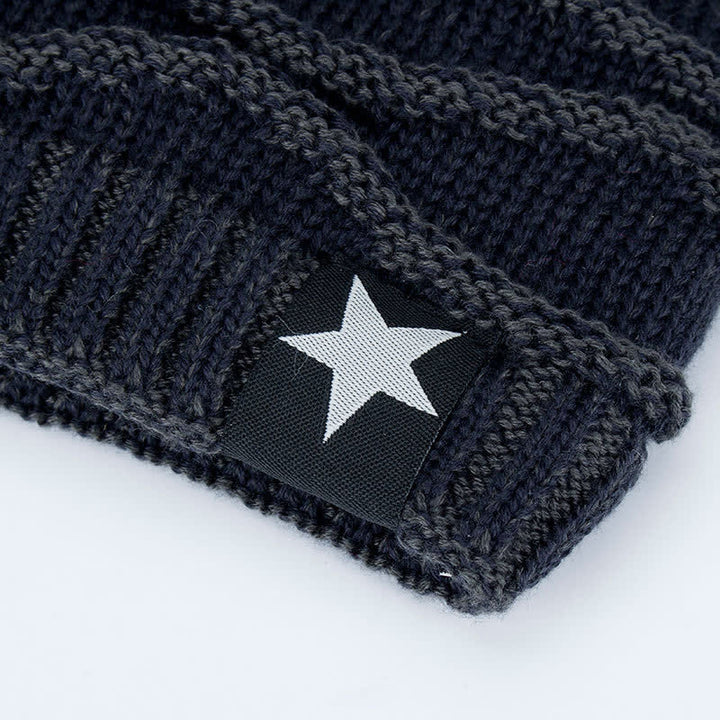 Bonnet tricoté cinq étoiles doublé polaire