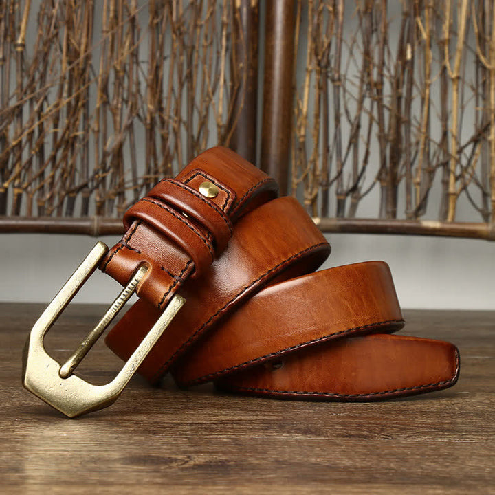Ceinture en cuir brillant à boucle rectangulaire pour homme