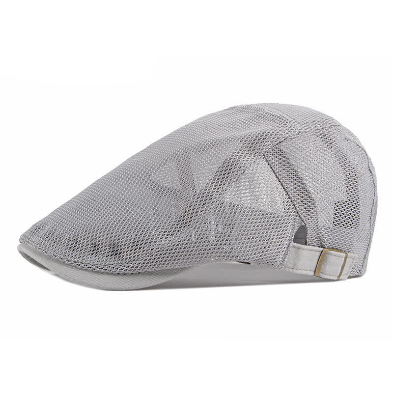 Béret plat en maille creuse respirante pour chapeau de soleil - Gris clair - Réglable (environ 21 5/8"-23 5/8") - image 12