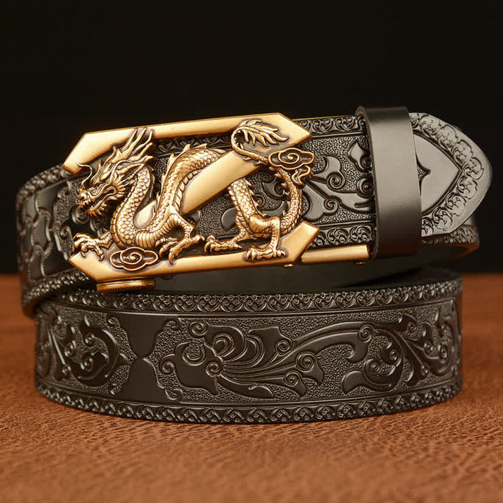 Ceinture en cuir pour homme avec motif rétro dragon Z en relief