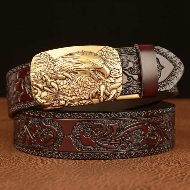 Ceinture en cuir véritable avec boucle aigle pour homme