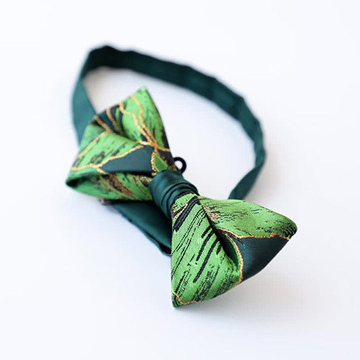 Nœud papillon doré pour homme de la série Green avec motif de carpes koï