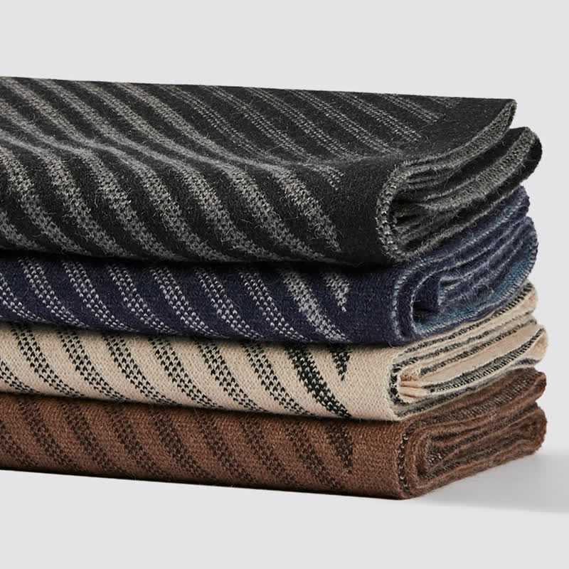Écharpe en pure laine à rayures contrastées pour homme