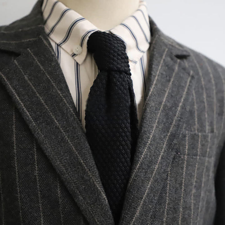 Cravate étroite en tricot de couleur unie pour hommes