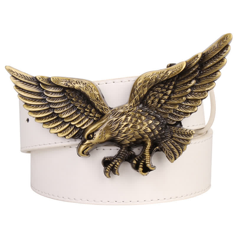 Ceinture en cuir à boucle pour homme avec motif d'aigle volant de grande taille
