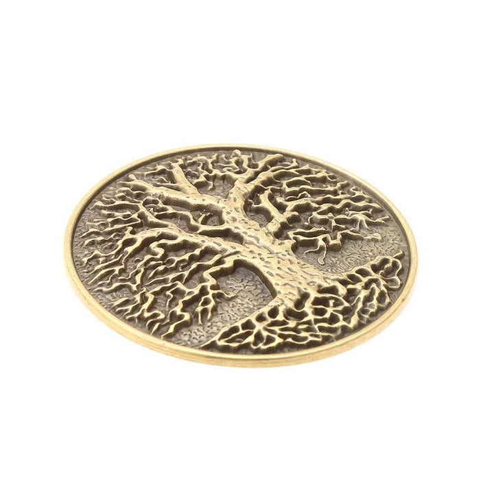 Ceinture en cuir à boucle ronde pour homme avec motif arbre de vie