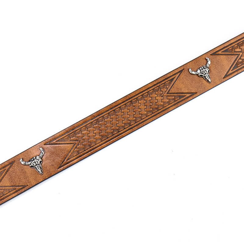 Ceinture en cuir gravée Mad Bull pour homme