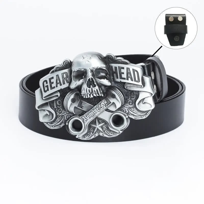 Ceinture en cuir punk fantaisie pour homme avec tête de mort