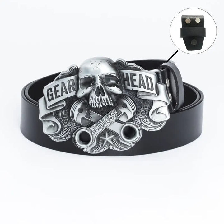 Ceinture en cuir punk fantaisie pour homme avec tête de mort