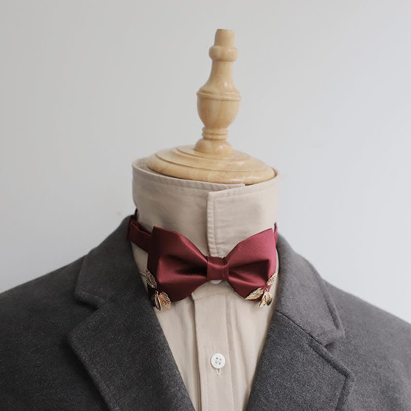 Nœud papillon de mariage pour homme avec feuilles de jardin