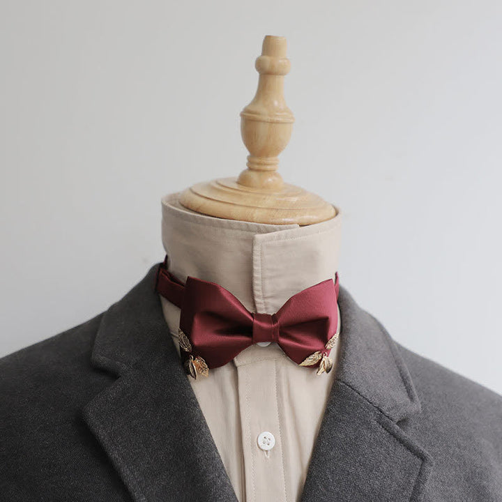 Nœud papillon de mariage pour homme avec feuilles de jardin