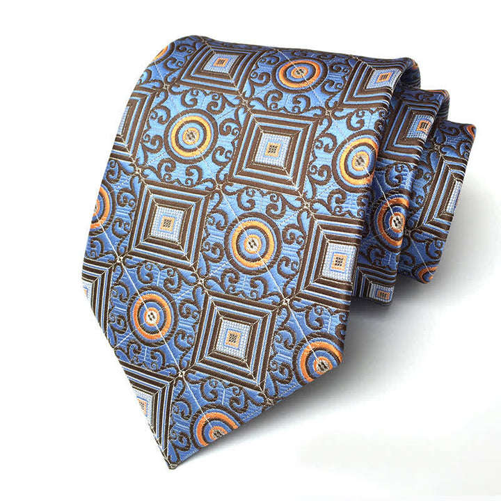 Cravate à motif floral et médaillon géométrique royal pour homme - BleuetBleu - image 4