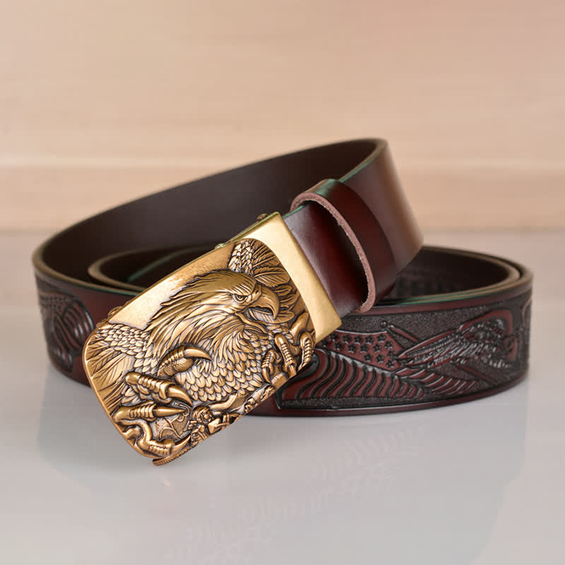 Ceinture en cuir à boucle automatique pour homme Mighty Eagle Sharp Claw
